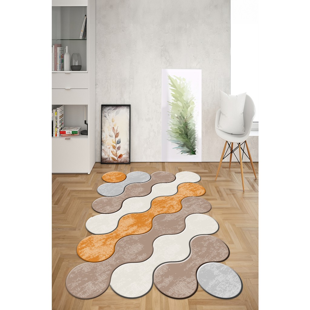 Napoli Home Dijital Baskılı Kaymaz Taban Yıkanabilir Lazer Kesim Yolluk Mutfak Salon Halısı, N-Lazer-02-Bej, - 180 x 280 cm - Bej Salon Halısı Fiyatı