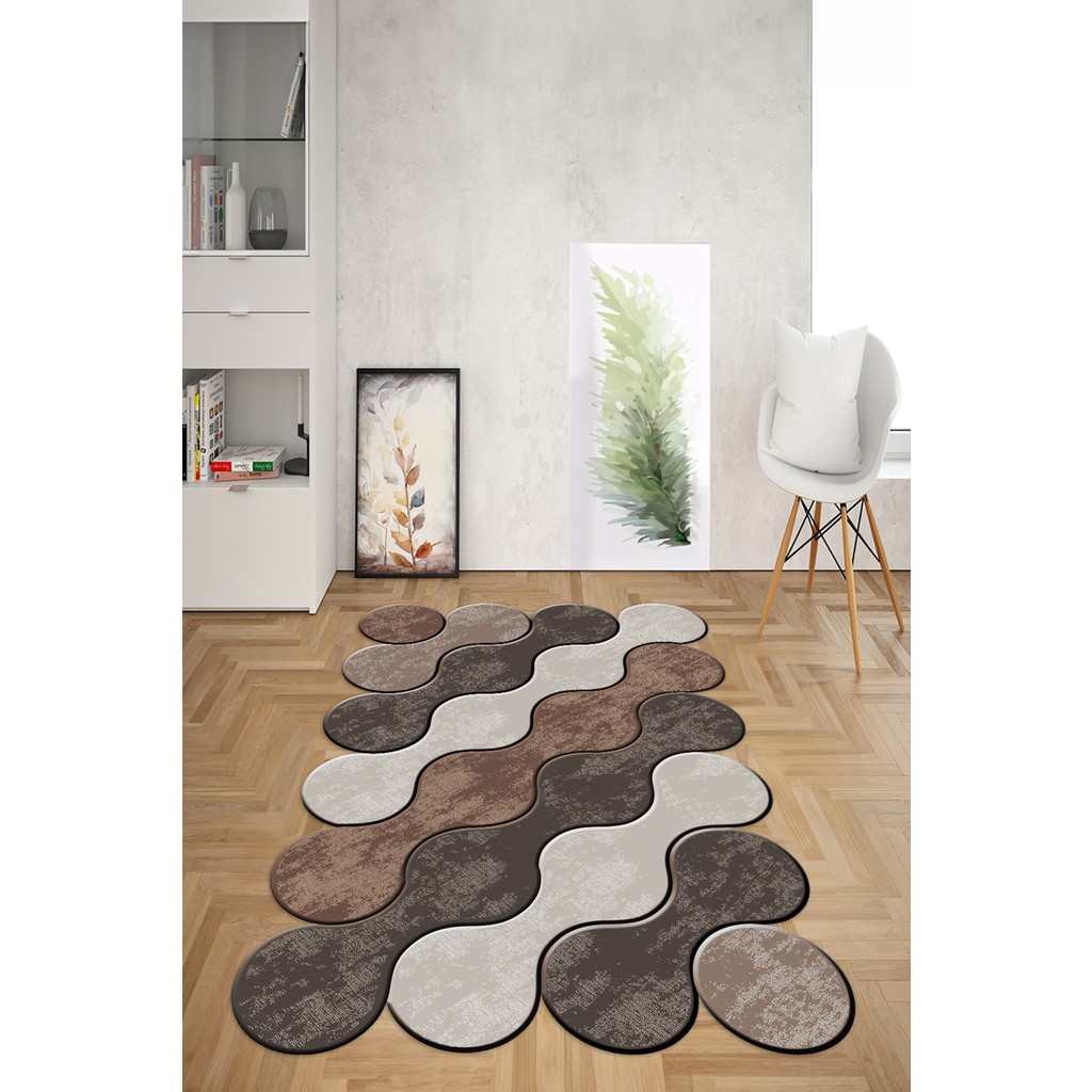 Napoli Home Dijital Baskılı Kaymaz Taban Yıkanabilir Lazer Kesim Yolluk Mutfak Salon Halısı, N-Lazer-02-Kahve, - 180 x 280 cm - Kahverengi Salon Halısı Fiyatı