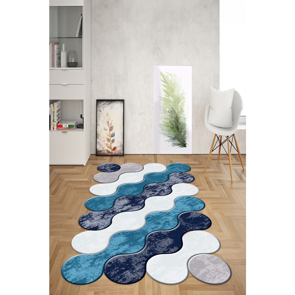 Napoli Home Dijital Baskılı Kaymaz Taban Yıkanabilir Lazer Kesim Yolluk Mutfak Salon Halısı, N-Lazer-02-Mavi, - 180 x 280 cm - Mavi Salon Halısı Fiyatı