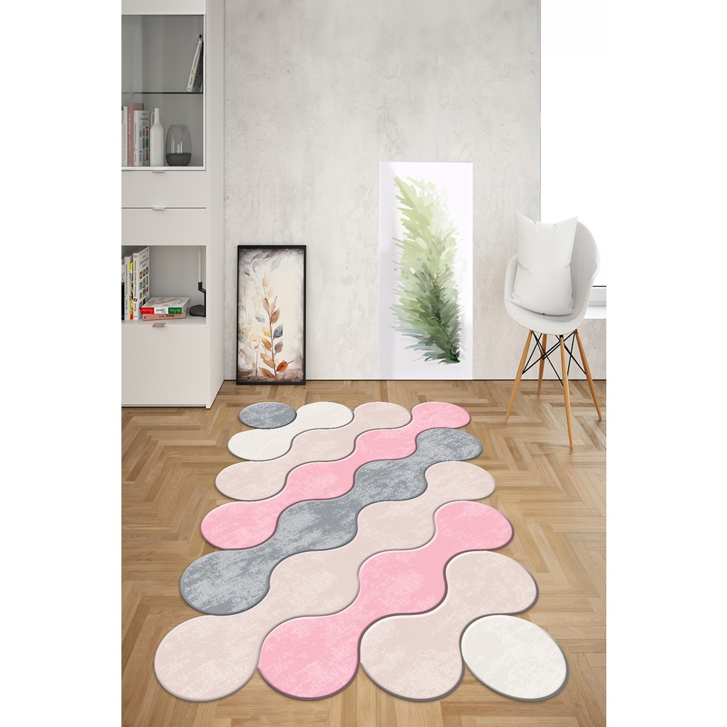 Napoli Home Dijital Baskılı Kaymaz Taban Yıkanabilir Lazer Kesim Yolluk Mutfak Salon Halısı, N-Lazer-02-Pembe, - 180 x 280 cm - Pembe Salon Halısı Fiyatı