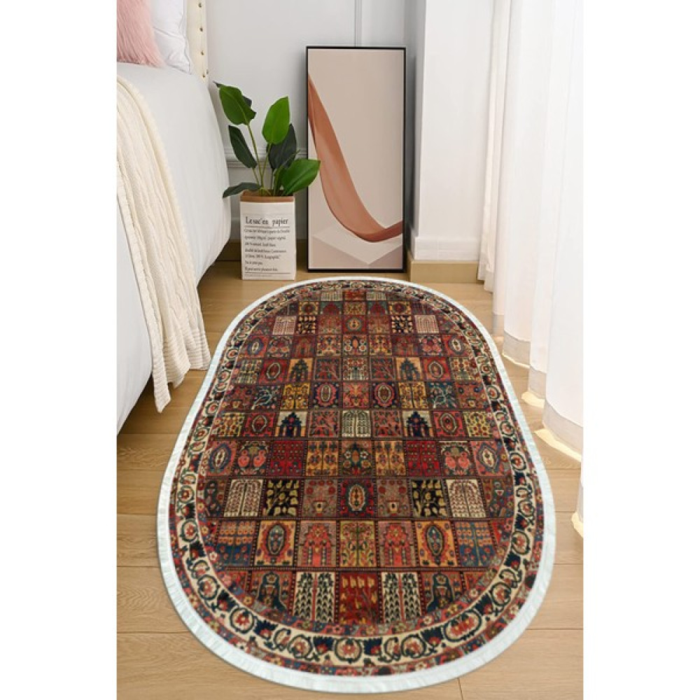 Napoli Home Dijital Baskılı Kaymaz Taban Yıkanabilir Oval Salon Halısı Mutfak Halısı ve Yolluk NHO-HY-869 - 40 x 60 cm - Renkli Mobilya & Dekorasyon Fiyatı