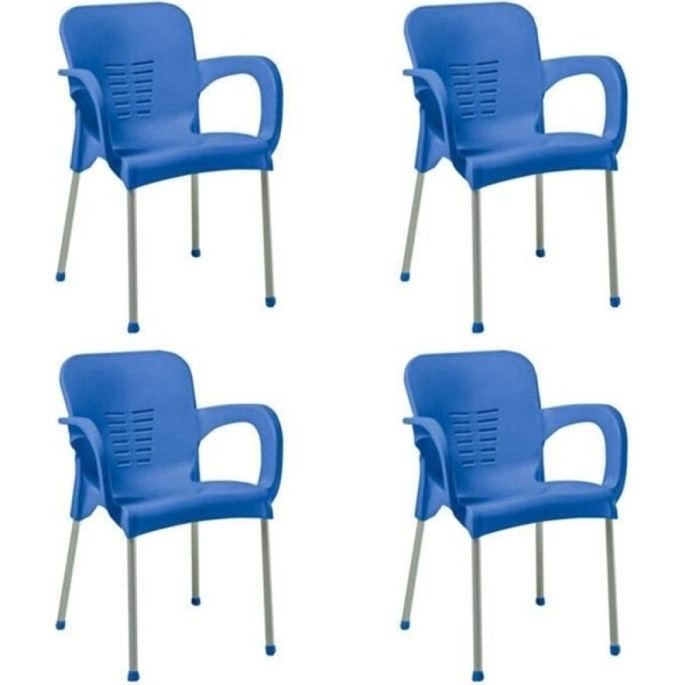 Nar Sokağı 4 Adet Metal Ayaklı Plastik Sandalye Koltuk Mavi Bahçe Sandalyesi Fiyatı