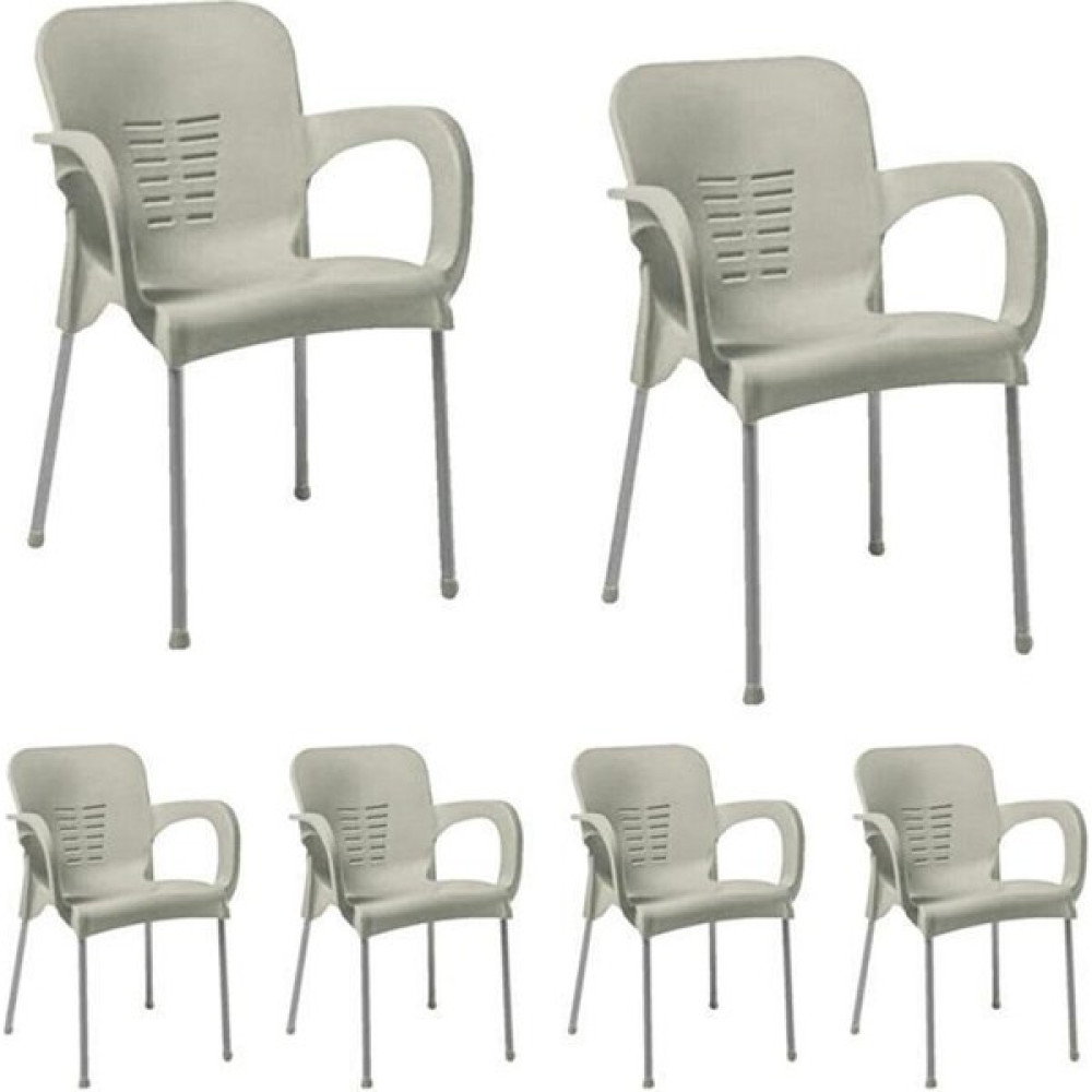 Nar Sokağı 6 Adet Metal Ayaklı Plastik Sandalye Koltuk Krem Bahçe Sandalyesi Fiyatı