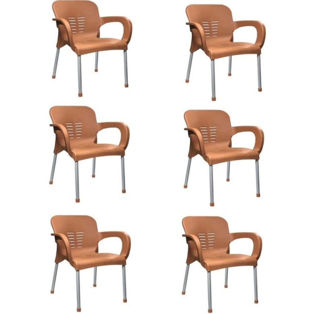 Nar Sokağı 6 Adet Metal Ayaklı Plastik Sandalye Koltuk Teak Bahçe Sandalyesi Fiyatı