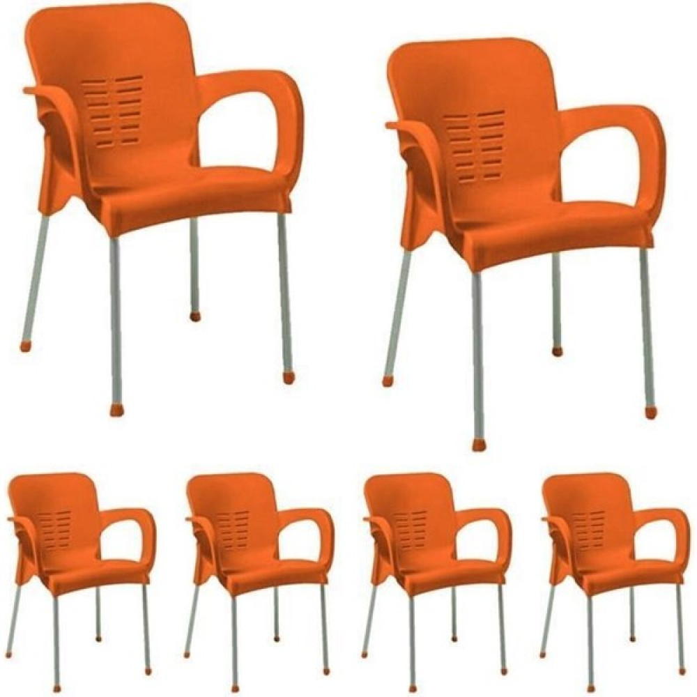 Nar Sokağı 6 Adet Metal Ayaklı Plastik Sandalye Koltuk Turuncu Bahçe Sandalyesi Fiyatı