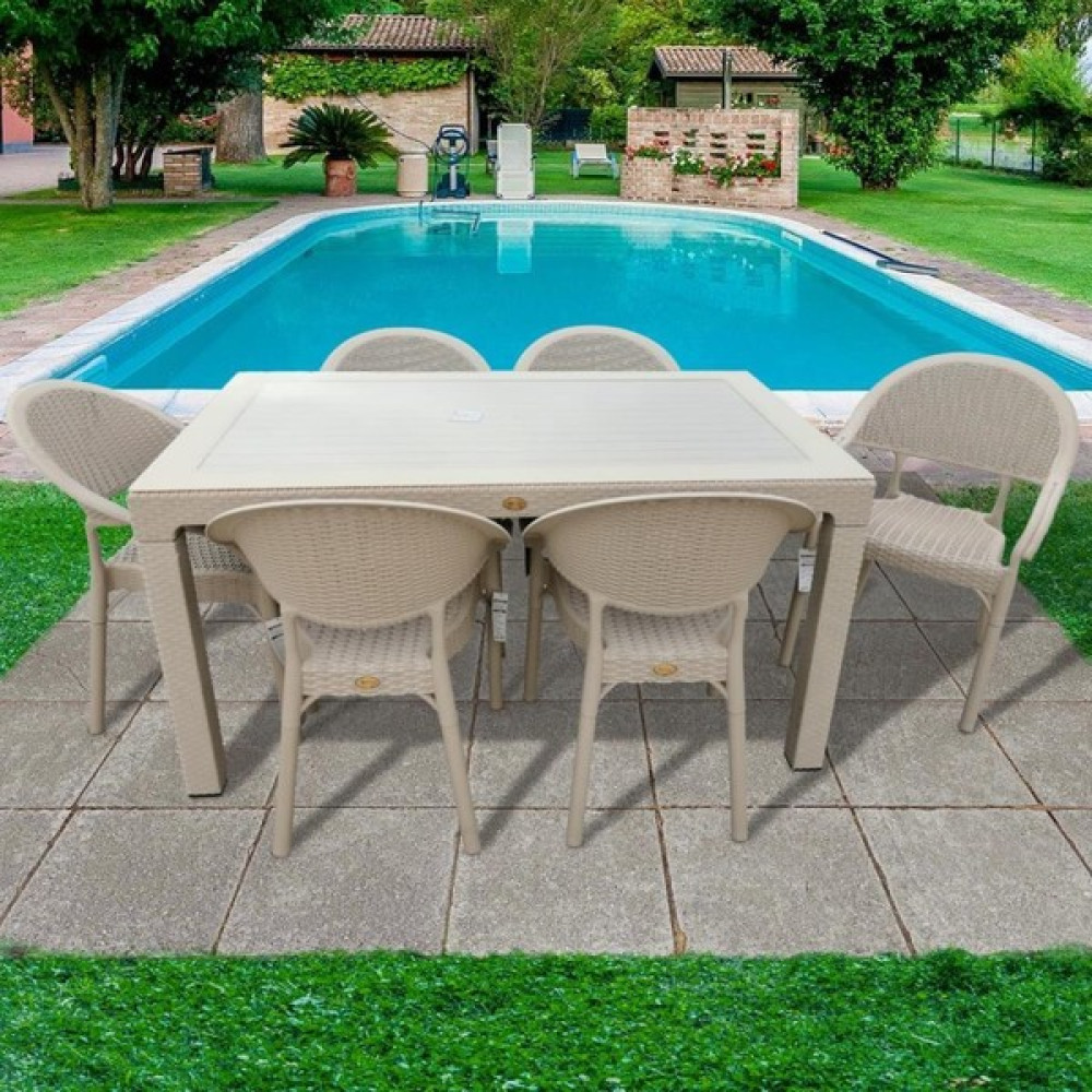 Nar Sokağı Bambu Kapiçino 90X150 cm Camlı Rattan Bahçe Balkon Masa Takımı - Krem Bahçe Masası Fiyatı