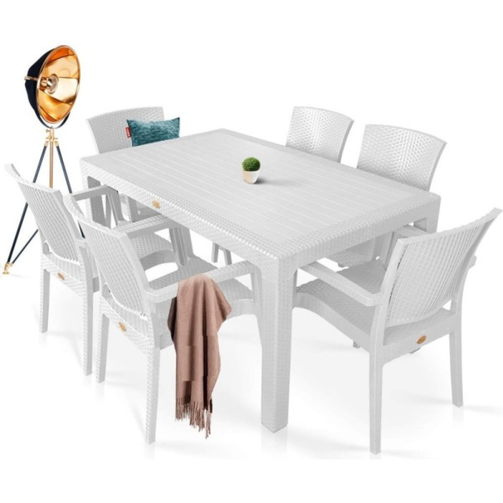Nar Sokağı Zeugma Beyaz 90X150 cm Camsız Rattan Bahçe Balkon Masa Takımı Bahçe Masası Fiyatı