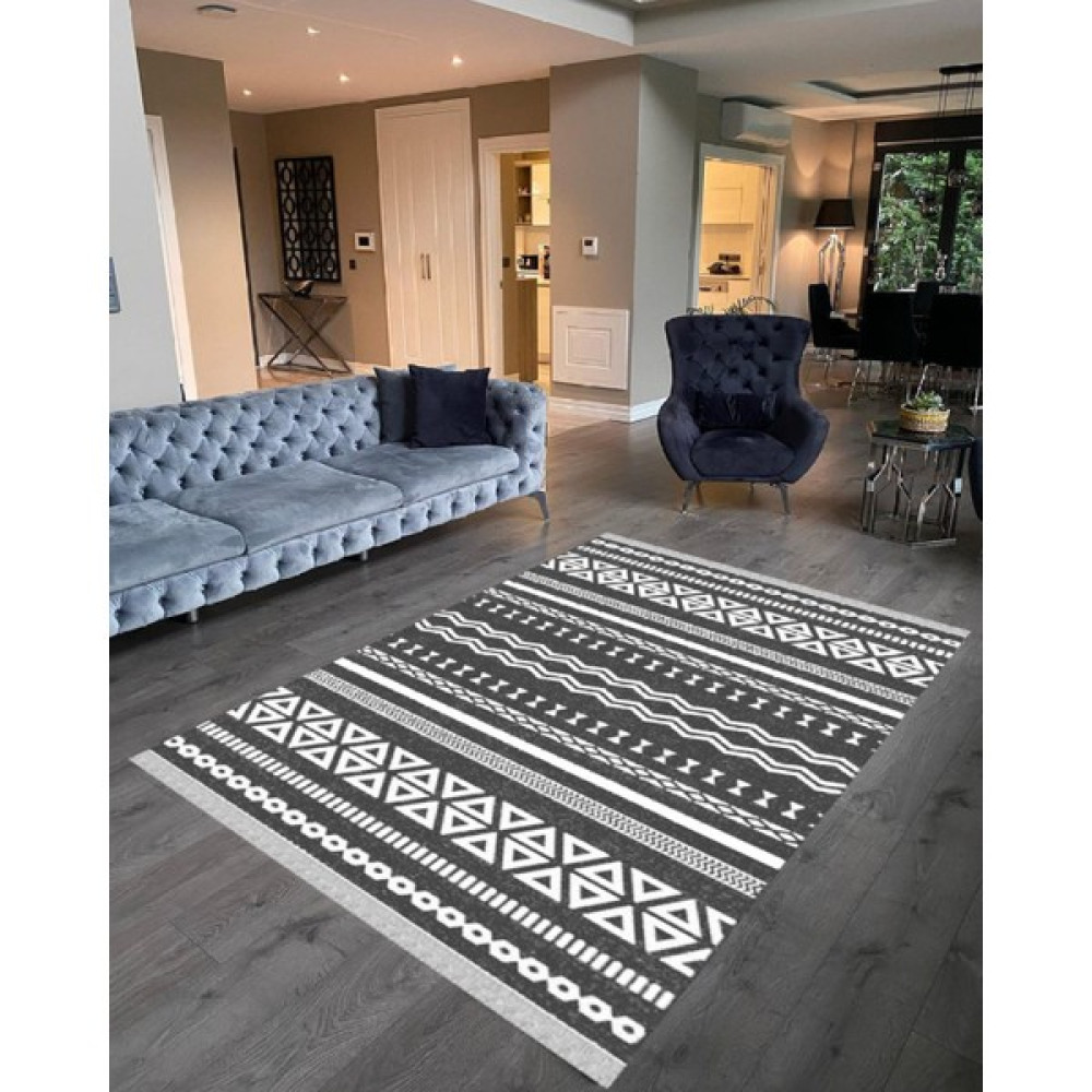 Nar Store Home Decoser 2036 Gri Iskandinav Desen Pamuk Tabanlı Kaymaz Yıkanabilir Halı Kilim - 80 x 150 cm Kilim Fiyatı