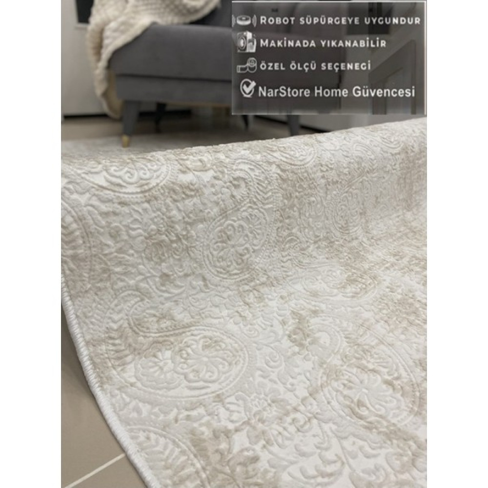 Nar Store Home Dinarsu Krem Kaymaz Taban Kesme Yolluk Nevra Asos Krem - 40 x 40 cm Yolluk Fiyatı
