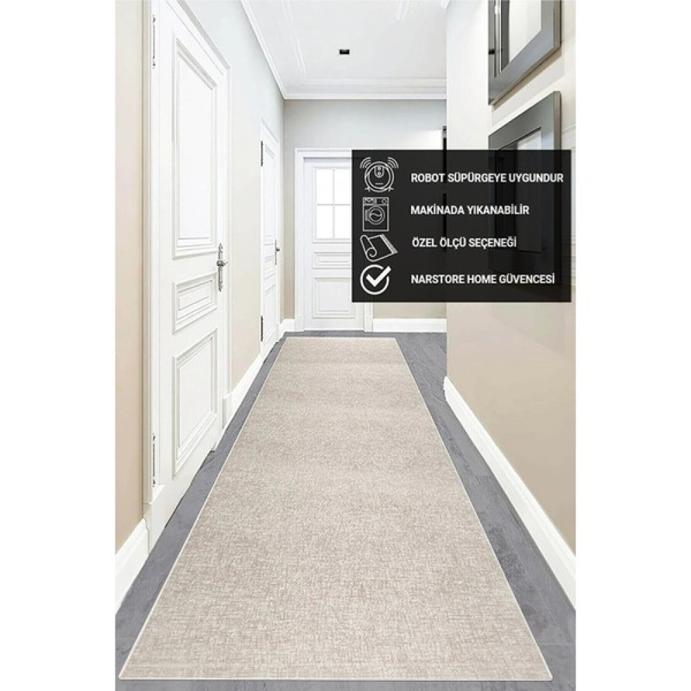 Nar Store Home Düz Bej Kaymaz Taban Yıkanabilir Kesme Yolluk Halı - 80 x 170 cm Yolluk Fiyatı