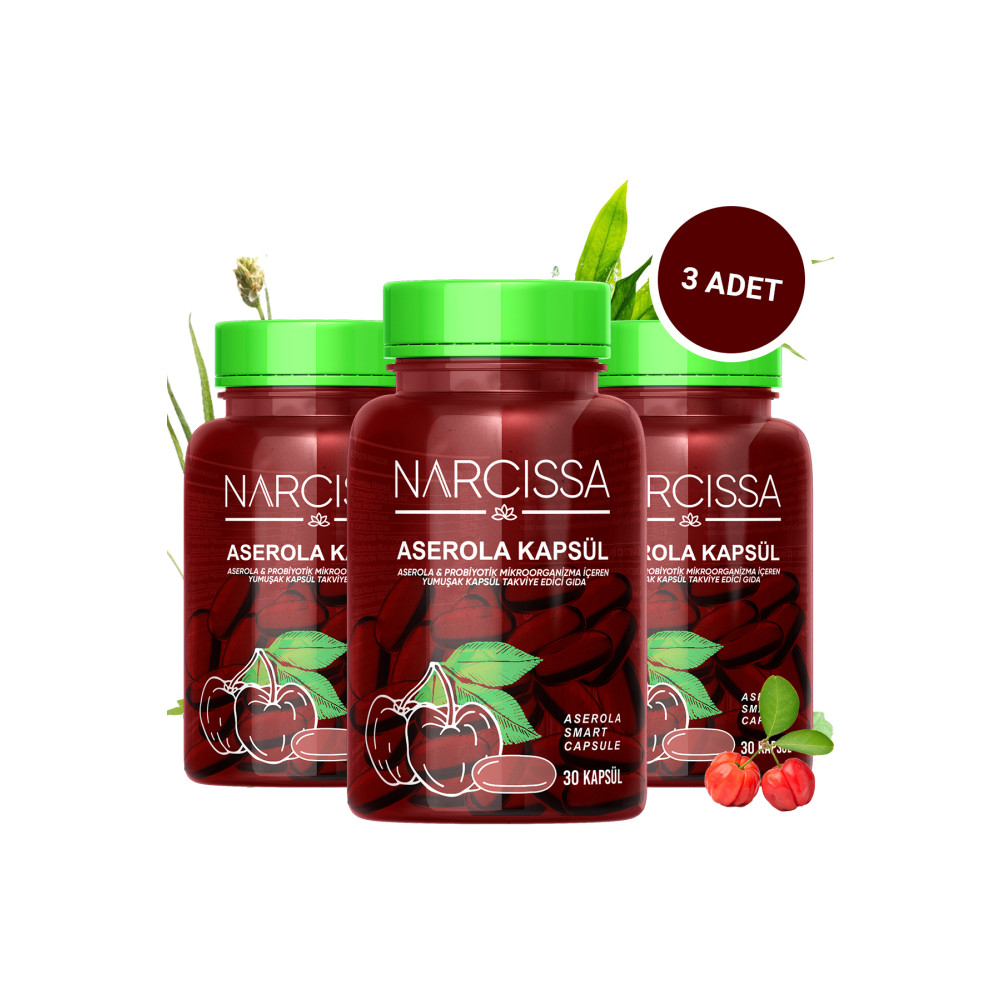 Narcissa 3 Adet - Aserola Kapsulü & Probiyotik Mikroorganizma İçeren Detox Kapsülü Sağlık Fiyatı