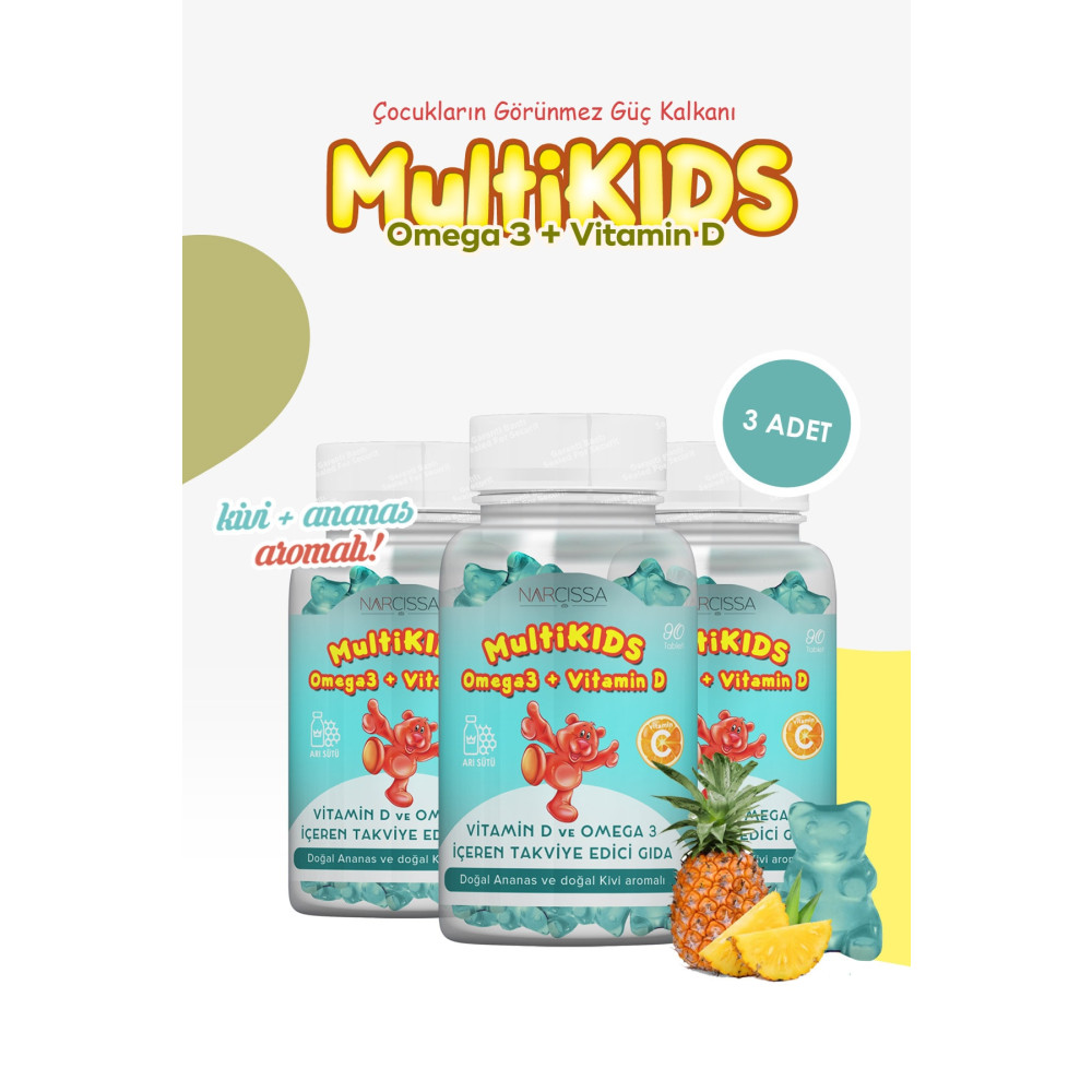 Narcissa 3 Adet - Multikids Omega3 & Vitamin D Balık Yağı / Omega 3 - 6 - 9 Fiyatı