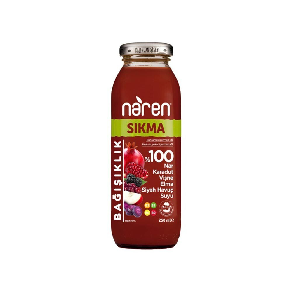 Naren Sıkma Nar Karadut Vişne Elma Havuç Suyu 250 ml Cam Şişe Limonata ve Meyve suyu Fiyatı