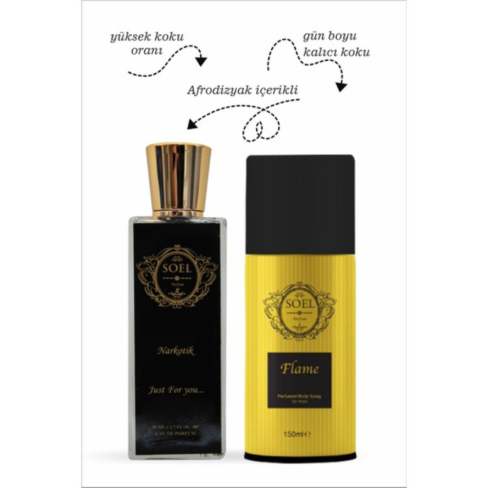 Narkotik 60ML Edp Erkek Parfümü+ Flame Bayan Deodorant 150ML Avantaj Seti Soel Parfüm - 50 ml Erkek Parfümleri Fiyatı