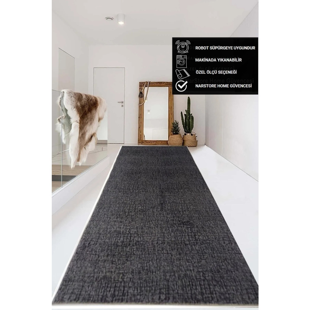 NaRStore Home Düz Antrasit Gri Kaymaz Taban Yıkanabilir Kesme Yolluk Halı 40 x 40 Beden Yolluk Fiyatı