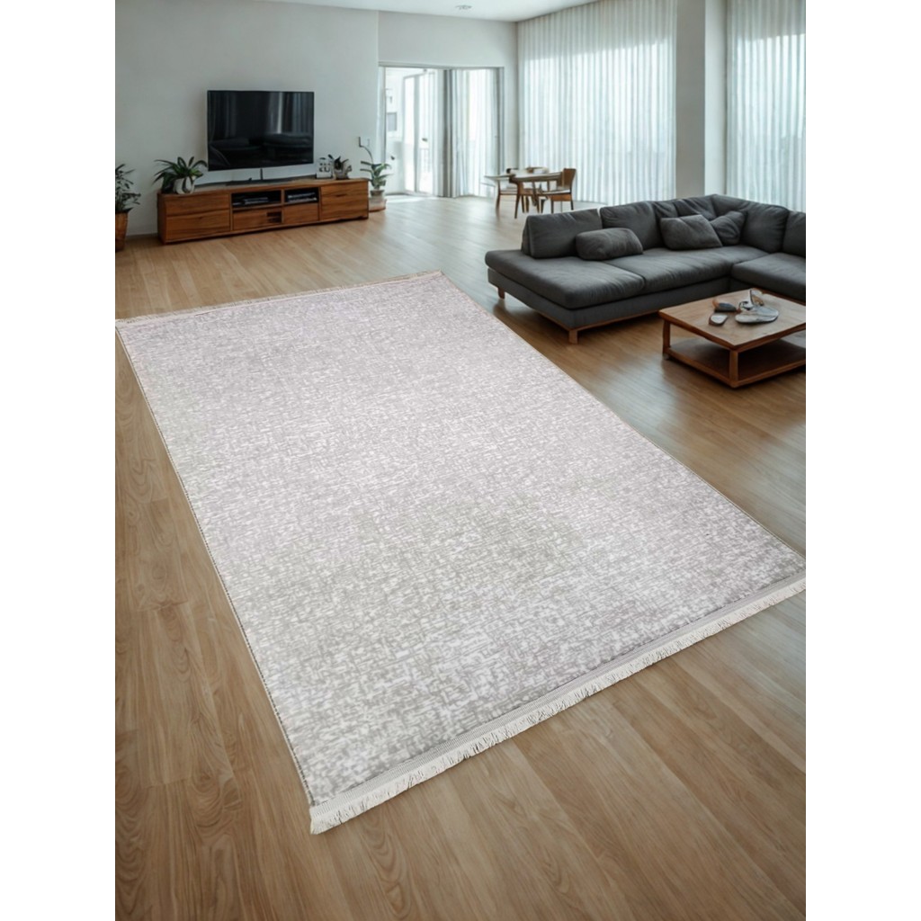 NarStore Home Düz Desen Gri Saçaklı Kaymaz Taban Kesme Yıkanabilir Halı Yolluk - 200 x 700 cm - Bej - Bej Salon Halısı Fiyatı