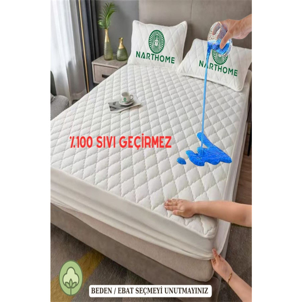 Nart Home Kapitone Fitted %100 Su Sıvı Geçirmez Pamuk Alez Yatak Koruyucu Kapitoneli Yatak Alezi 9 Ebat 150 x 200 Beden Alez / Yatak Koruyucu Fiyatı