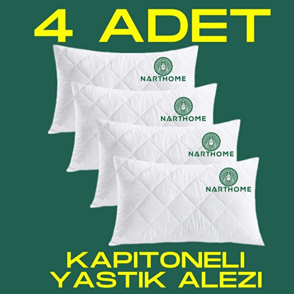 Nart Home Kapitoneli Yastık Alezi 4'li Pamuklu Fermuarlı Kapitone Yastık Koruyucu Yastık Kılıfı Kya4 - 50x70 - Beyaz Yastık Kılıfı Fiyatı