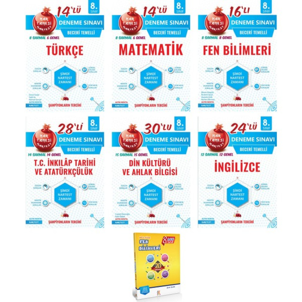 Nartest 8. Sınıf Nar Tanesi Deneme Sınavı Seti + 20 Deneme Kaynak Kitapları Fiyatı