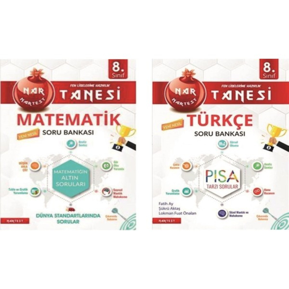 Nartest 8. Sınıf Nar Tanesi Matematik-Türkçe Soru Bankası Seti Kaynak Kitapları Fiyatı