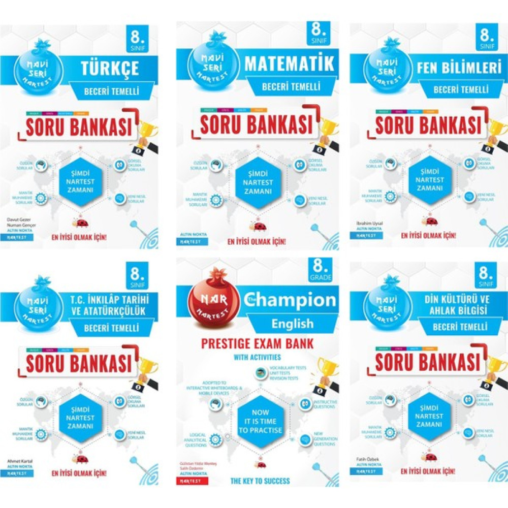 Nartest 8. Sınıf Tüm Dersler Soru Bankası Seti (6 Kitap) Tüm Dersler Fiyatı
