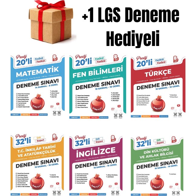 Nartest 8.sınıf Matematik, Fen,türkçe,tarih,ingilizce,din 20'li Deneme Seti +1 Lgs Deneme Hediyeli Diğer Fiyatı