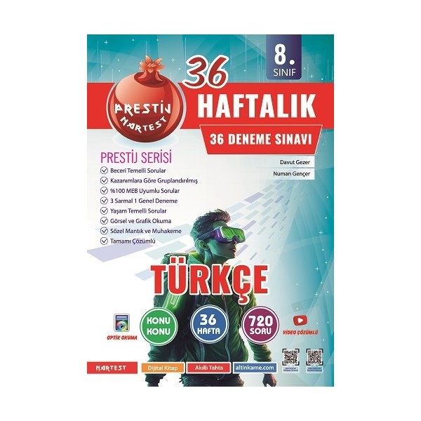 Nartest Yayınevi 8. Sınıf Haftalık Türkçe Denemeleri 2024 Hedef Yaş Grubu İçin Özel Set Türkçe Fiyatı