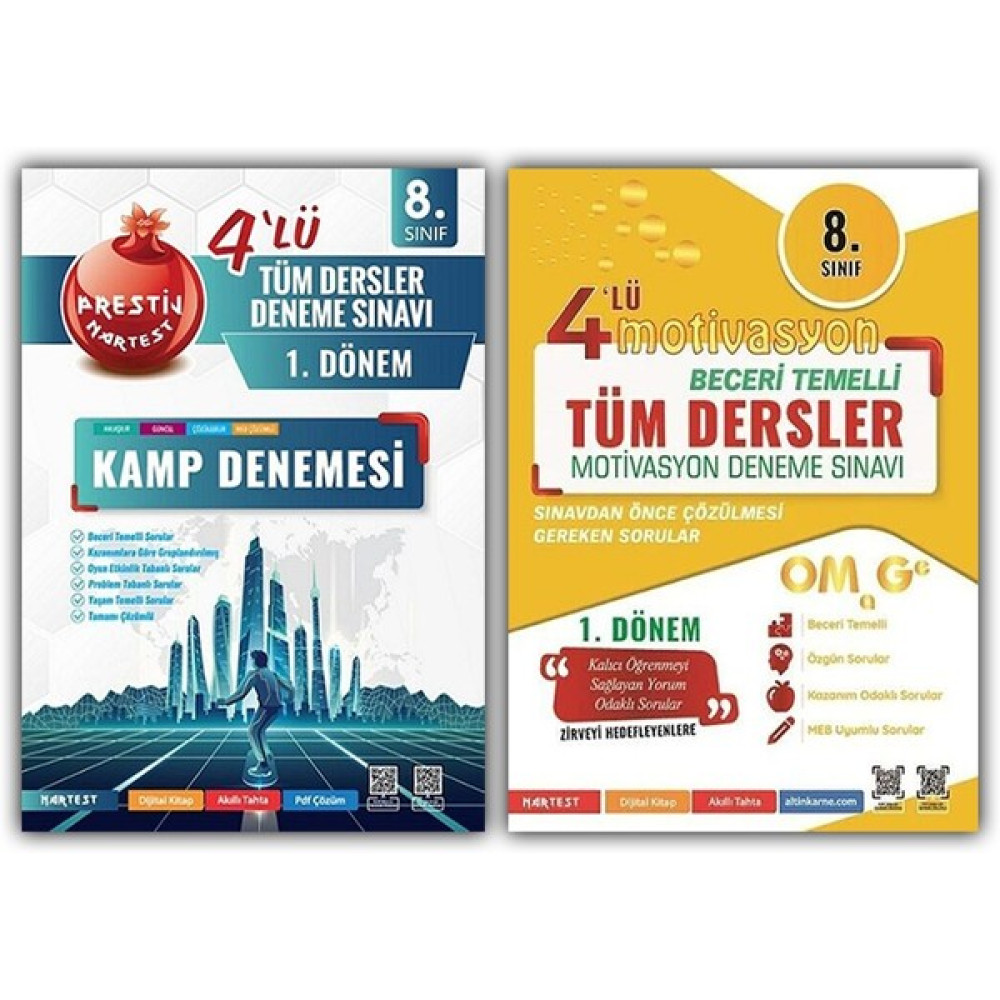 Nartest Yayınevi 8. Sınıf LGS 1. Dönem Omage Tüm Dersler 4'lü Motivasyon + Gold Kamp Deneme Tüm Dersler Fiyatı