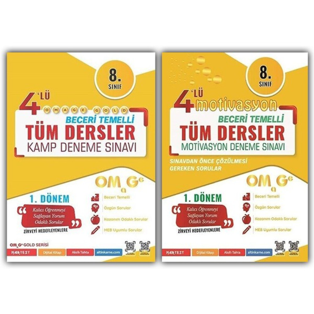 Nartest Yayınevi 8. Sınıf LGS 1. Dönem Omage Tüm Dersler 4'lü Motivasyon + Gold Kamp Deneme Seti Tüm Dersler Fiyatı