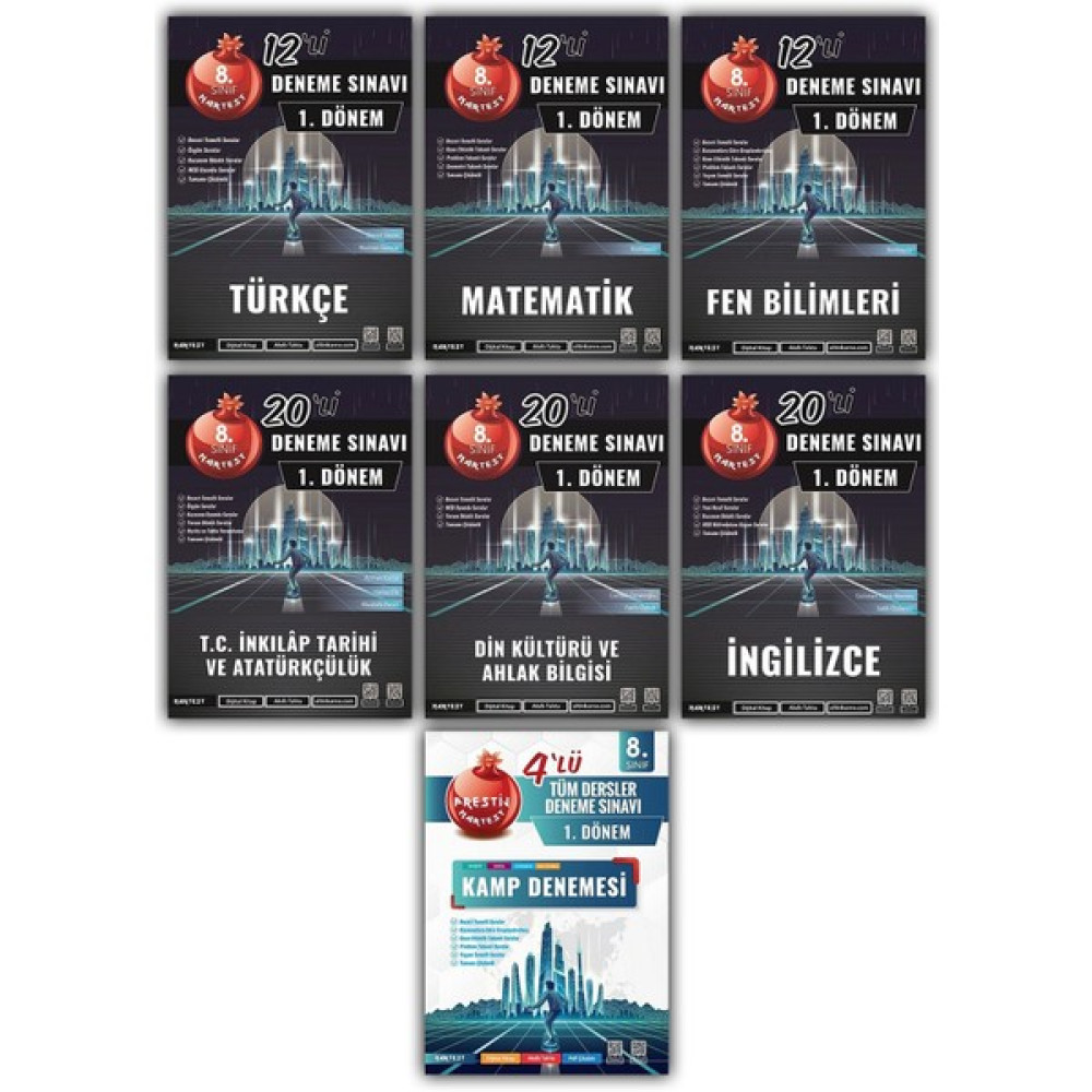 Nartest Yayınevi 8. Sınıf LGS 1. Dönem Tüm Dersler Deneme + Tüm Dersler Kamp Denemesi Seti 7 Kitap Tüm Dersler Fiyatı