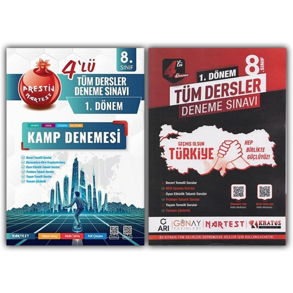 Nartest Yayınevi 8. Sınıf LGS 1. Dönem Tüm Dersler + Tüm Dersler Tekyürek 4'lü Deneme Tüm Dersler Fiyatı