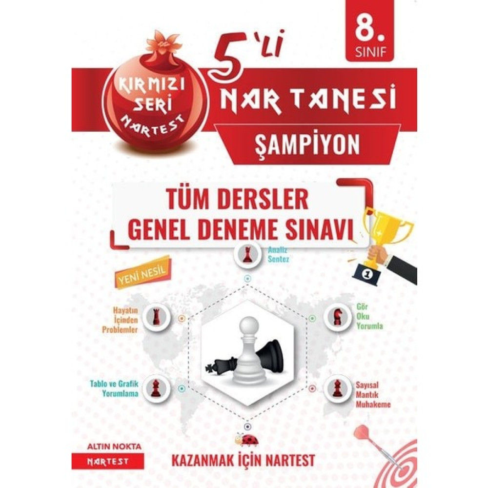 Nartest Yayınevi 8. Sınıf LGS 8. Sınıf Kırmızı Nar Tanesi Şampiyon 5'li Genel Deneme Sınavı Kaynak Kitapları Fiyatı