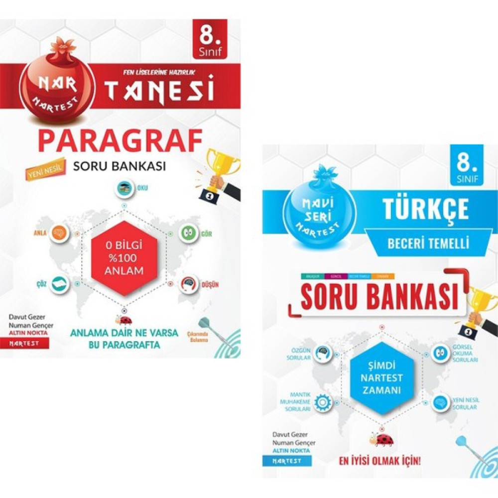 Nartest Yayınevi 8. Sınıf Nar Tanesi Paragraf ve Mavi Türkçe Soru Bankası Tüm Dersler Fiyatı