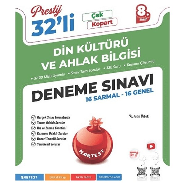 Nartest Yayınevi 8. Sınıf Prestij Din Kültürü Ve Ahlak Bilgisi 32 Deneme Sınavı Tüm Dersler Fiyatı