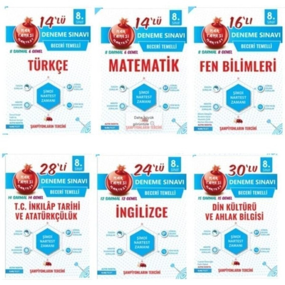 Nartest Yayınevi LGS 8. Sınıf Nar Tanesi Mavi Seri Deneme Seti Tüm Dersler Fiyatı