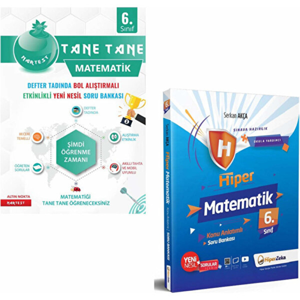 Nartest Yayınevi Nartest 6. Sınıf Defter Tadında Tane Tane Matematik ve Hiper Zeka Matematik Soru Bankası Matematik Fiyatı
