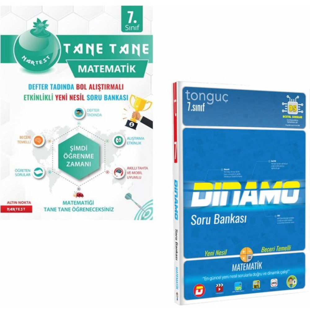 Nartest Yayınevi Nartest 7. Sınıf Defter Tadında Tane Tane Matematik ve Tonguç Dinamo Matematik Soru Bankası Matematik Fiyatı