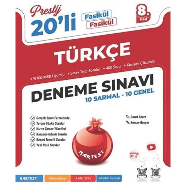Nartest Yayınevi Nartest 8. Sınıf Prestij Türkçe 20 Deneme Sınavı Tüm Dersler Fiyatı
