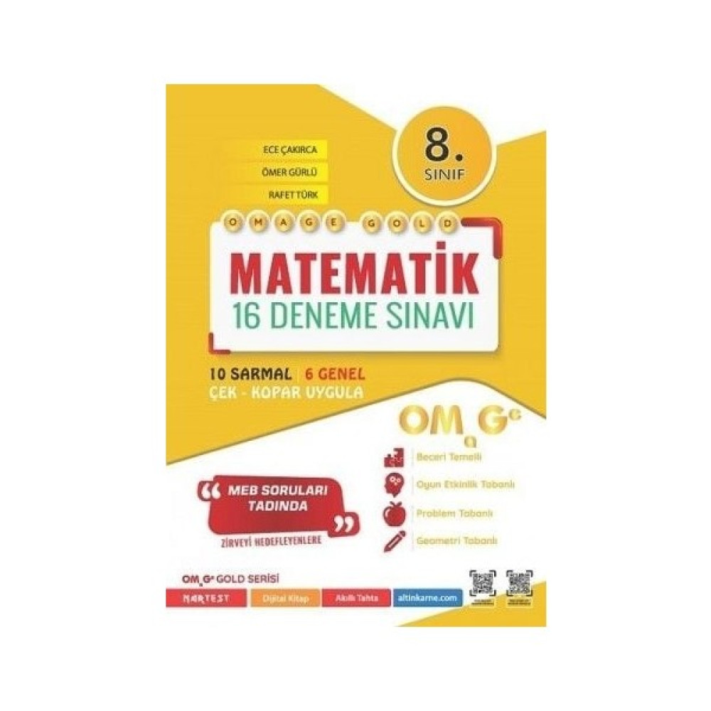 Nartest Yayınevi Nartest 8. Sınıf Sarı Beyaz Omage Gold Matematik 16 Deneme Sınavı Tüm Dersler Fiyatı