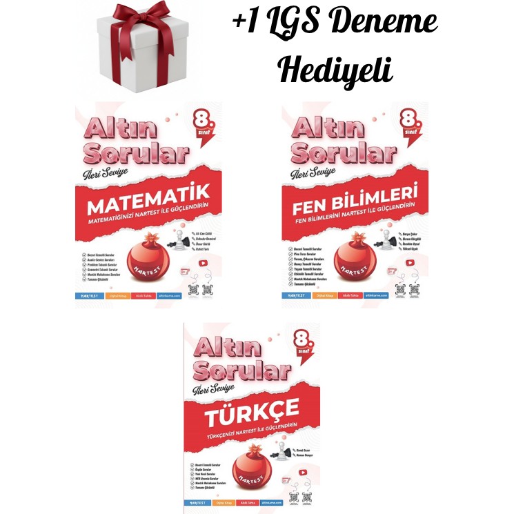 Nartest Yayınları Nartest 8.sınıf (Lgs) Matematik,fen,türkçe Altın Sorular Ileri Seviye Soru Bankası + 1 Lgs Deneme Diğer Fiyatı