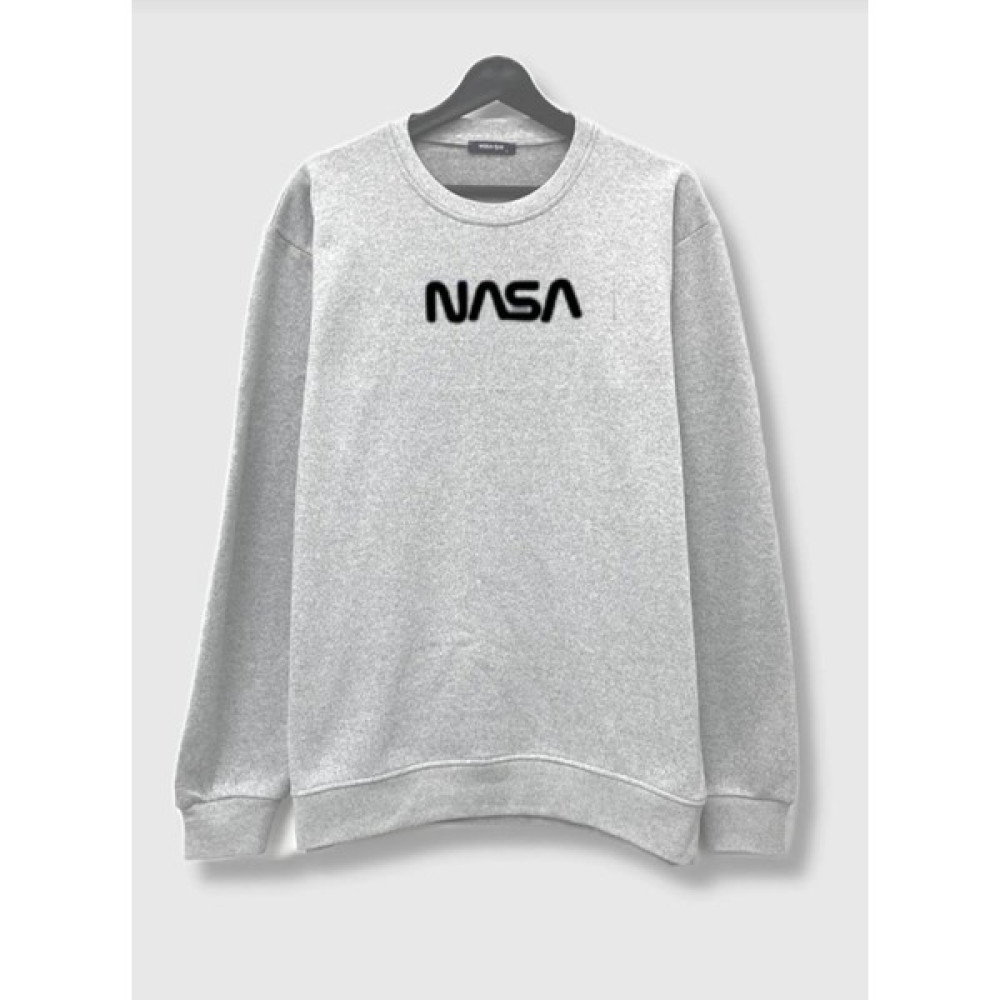 Nasa Baskılı - Bisiklet Yaka - Gri Renk Sweatshırt Erkek Sweatshirt Fiyatı