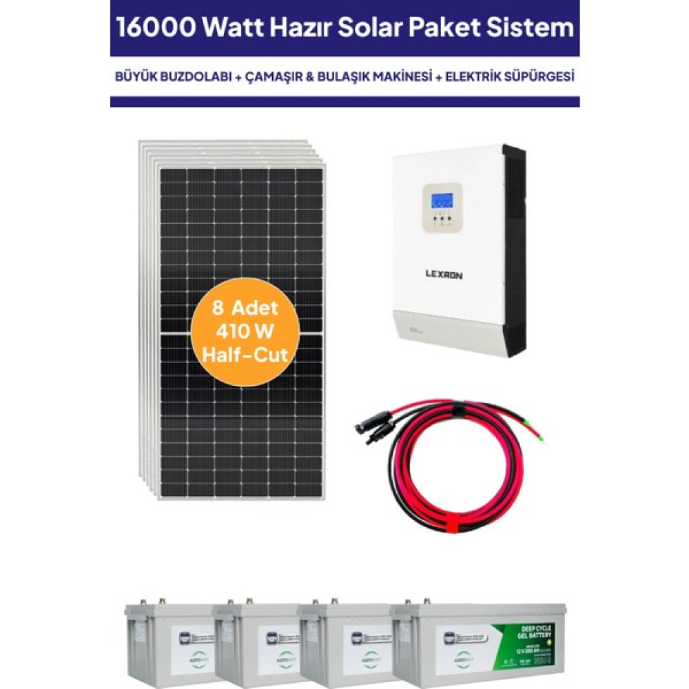 NASAENERJİ 16 Kw 16000 Watt Güneş Enerjisi Hazır Solar Paket Sistem Half Cut Güneş Panelli Dış Mekan & Bahçe Oyuncakları Fiyatı