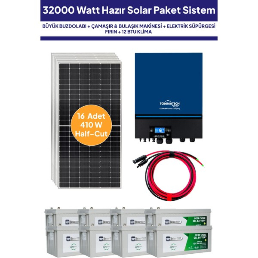 NASAENERJİ 32 Kw 32000 Watt Güneş Enerjisi Hazır Solar Paket Sistem Half Cut Güneş Panelli Dış Mekan & Bahçe Oyuncakları Fiyatı