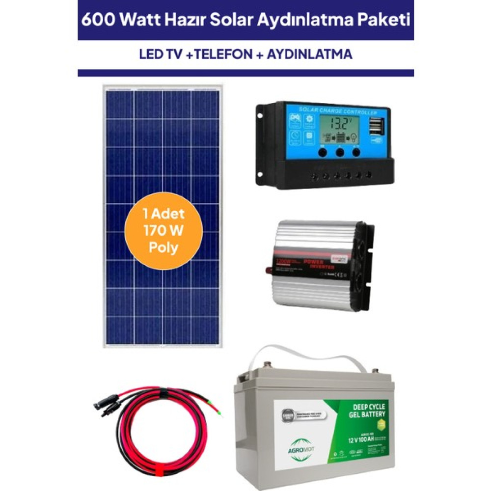 NASAENERJİ 600 Watt Güneş Enerjili Tv + Aydınlatma Hazır Solar Enerji Paketi 1 - Renkli Dış Mekan & Bahçe Oyuncakları Fiyatı