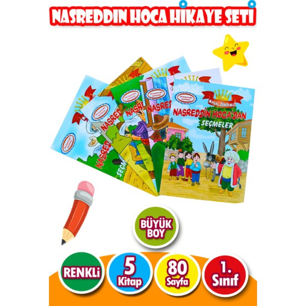 Nasreddin Hoca Hikaye Seti 1. Sınıflar Için Büyük Boy 5 Kitap 80 Sayfa Çocuk Öykü Fiyatı