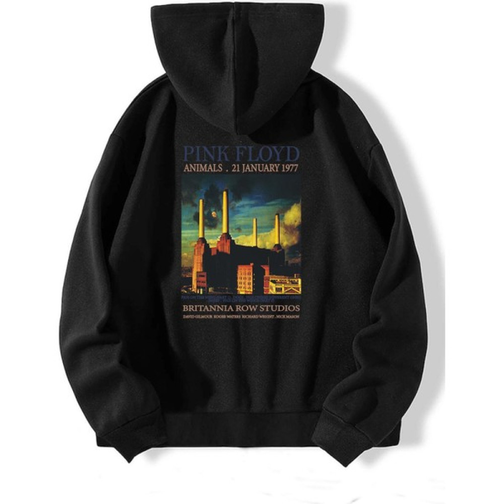 Natch Wear Siyah Arka Pınk Floyd Baskılı Oversize Sweatshirt Erkek Sweatshirt Fiyatı