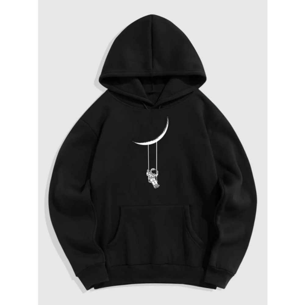 Natch Wear Siyah Ön Salıncak Ay Baskılı Oversize Sweatshirt Erkek Sweatshirt Fiyatı