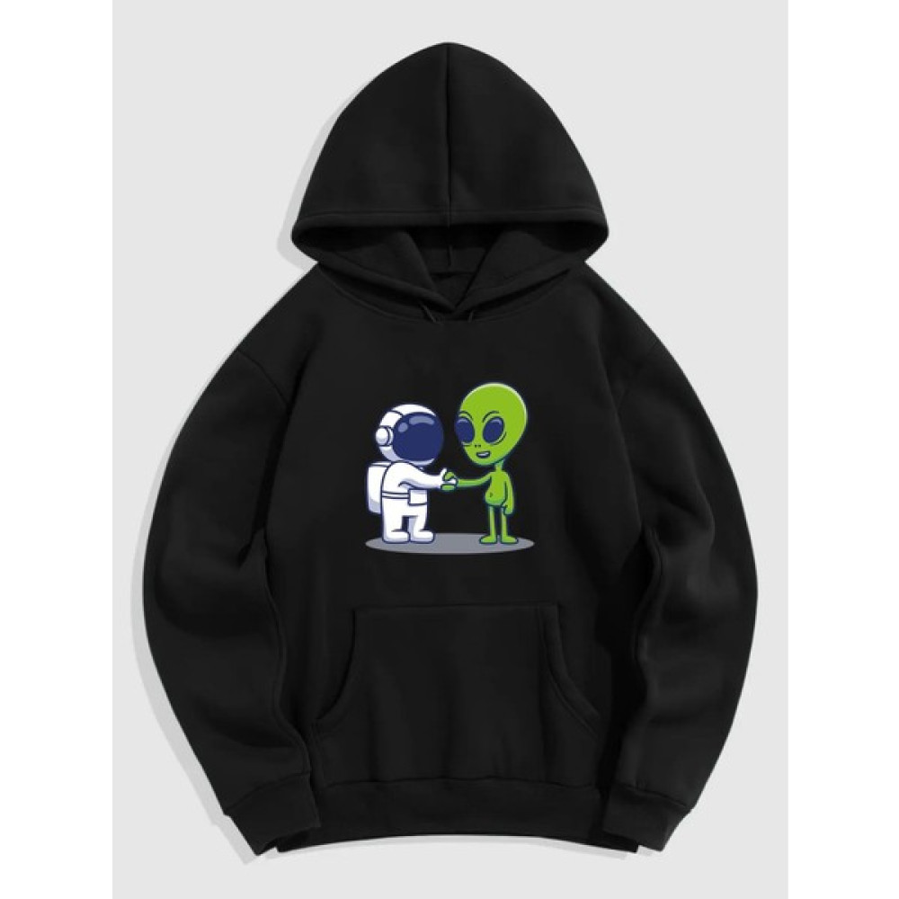 Natch Wear Siyah Ön Uzay Dostluğu Baskılı Oversize Sweatshirt Erkek Sweatshirt Fiyatı