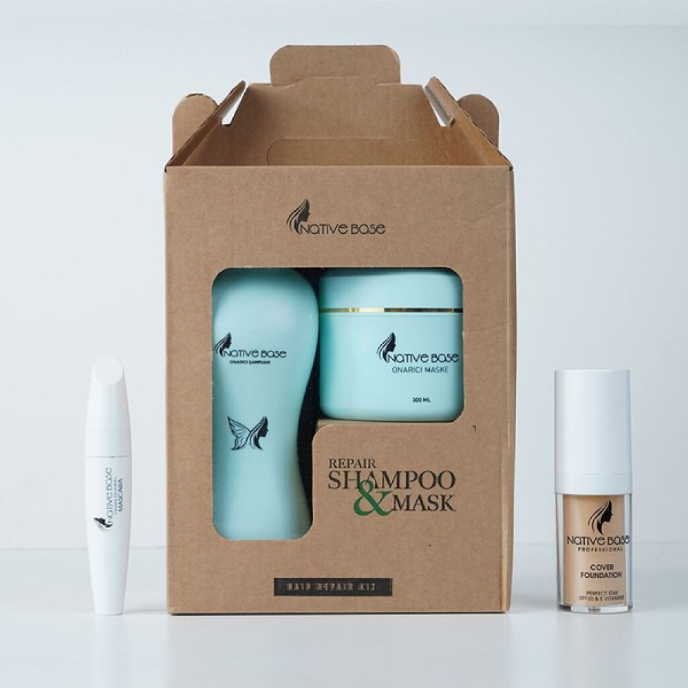 Native Base Doğal Şampuan 500 ml + Onarıcı Maske 300 ml + Mascara + Fondöten Kişisel Bakım Seti Şampuan ve Saç Kremi Fiyatı