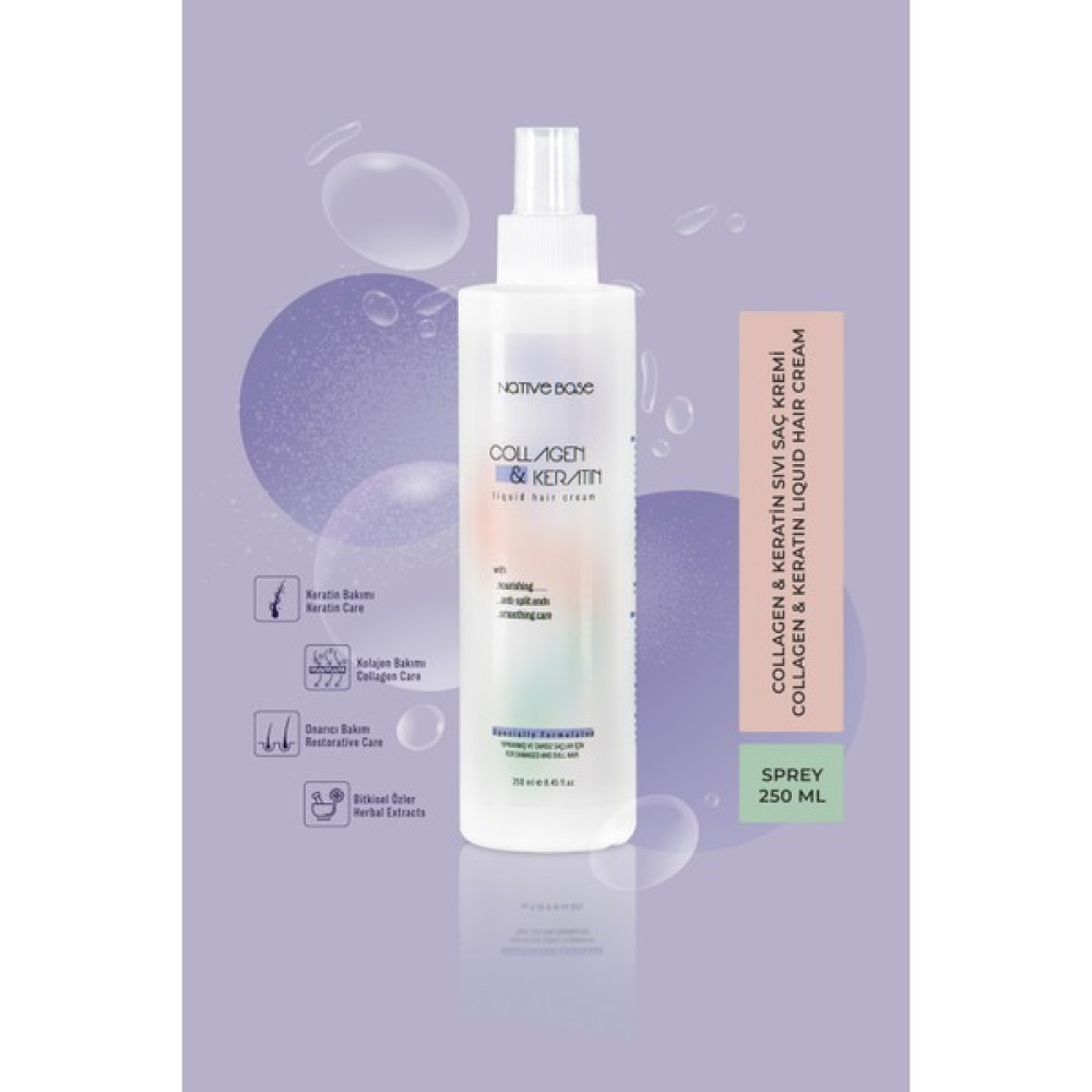 Native Base Keratin & Collagen Sıvı Saç Kremi 250 ml Saç Bakım Maskeleri & Serumlar & Spreyler Fiyatı